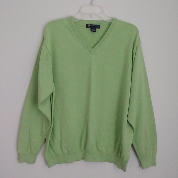 OXFORD Men's Knit Sweater Preppy Apple Green V Neck All Cotton Size XL Holiday - Picture 8 of 8